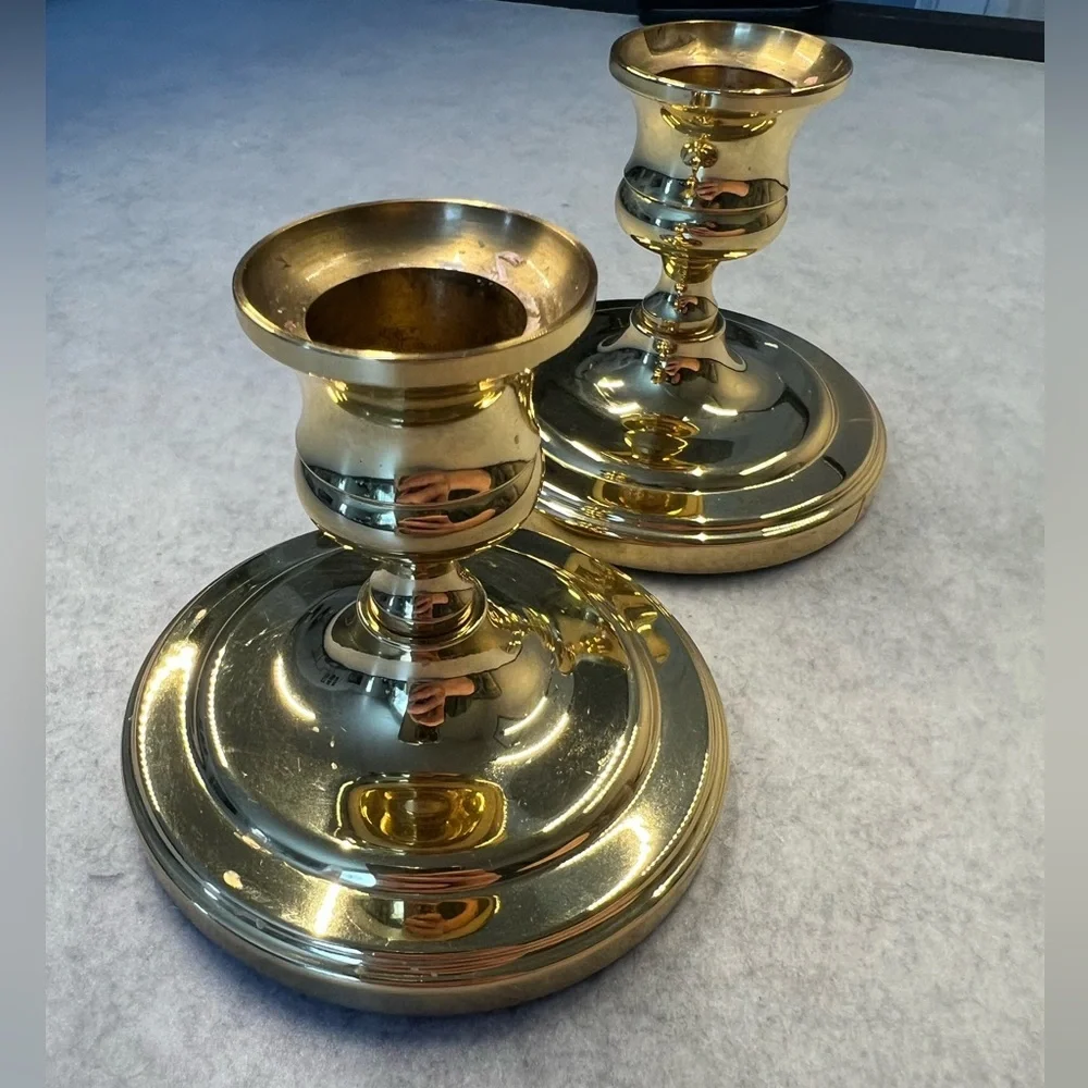 Baldwin Shiny Gold Brass Candle Holders